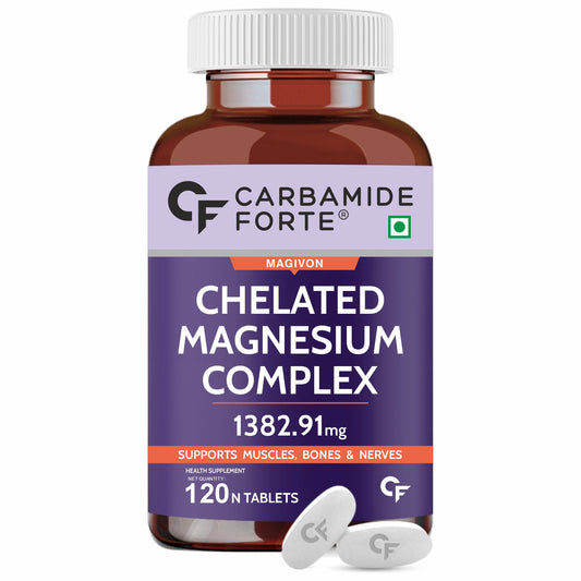 Carbamide Forte Chelated Magnesium Glycinate Citrate Supplement- 120 Veg Tablets