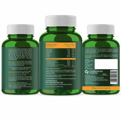 Carbamide Forte Glucosamine Tablets for Joint- Joint Support Supplement with Collagen & Glucosamine Chondroitin MSM | Joint Cartilage Support & Muscle Health | Joint Pain Tablets - 90