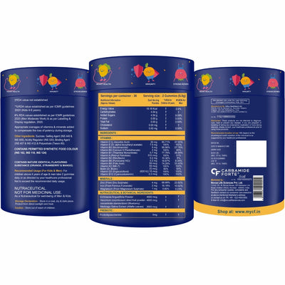 Carbamide Forte Multivitamin Gummies For Kids | Multivitamin For Kids With 20 Nutrients | Kids Multivitamin Gummies With Superfoods | Multi Vitamin Gummies Kids For 4-6 Years | Kids Gummies With 60 Gummy Bear