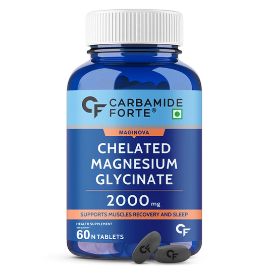 Carbamide Forte Chelated Magnesium Glycinate Supplement 2000mg- 60 Veg Tablets