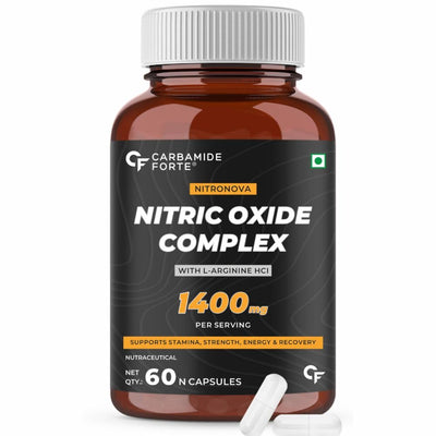 Carbamide Forte Nitric Oxide Supplement 1400mg with L-Arginine HCL, AAKG, L Citrulline Malate, Beet Root Extract & Caffeine – 60 Veg Capsules