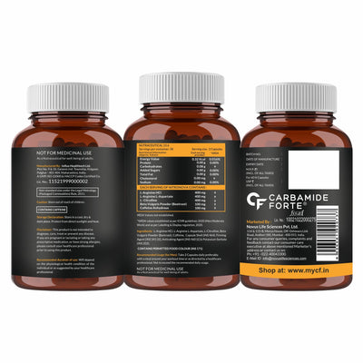 Carbamide Forte Nitric Oxide Supplement 1400mg with L-Arginine HCL, AAKG, L Citrulline Malate, Beet Root Extract & Caffeine – 60 Veg Capsules
