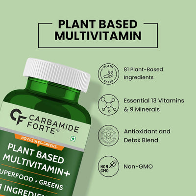 Carbamide Forte Plant Based Multivitamin Tablets with 81 Ingredients for Men & Women | Multivitamin for Men & Women - 60 Veg Tablets