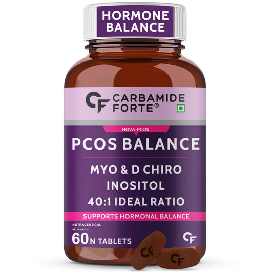 Carbamide Forte PCOS Supplements for Women with 40:1 Ratio of Myo Inositol to D Chiro Inositol | Hormonal Balance for Women | Inositol Supplement for PCOS - 60 Veg PCOS Tablets