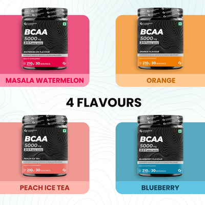 Carbamide Forte BCAA Powder 5000mg | BCAA Supplement For Women & Men Muscle Growth | BCAA Pre Workout & BCAA Intra Workout Supplement For Muscle Recovery | BCAA Supplements For Men & Women 7g Serving with Ideal 2:1:1 Ratio | BCAA Watermelon Flavour - 210g