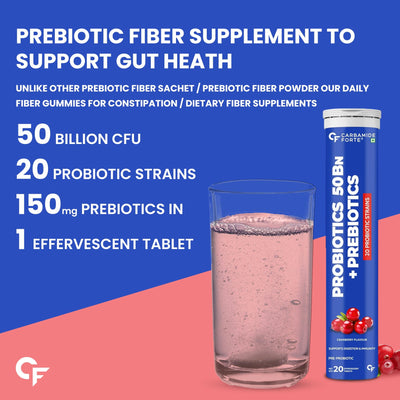 Carbamide Forte Probiotics for Gut Health | Probiotics Effervescent | Gut Health Supplements | Probiotics Supplements for Support Digestion & Immunity - 20 Effervescent Tablets