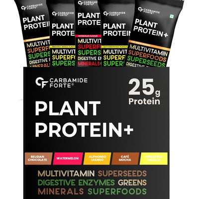 Carbamide Forte Plant Protein Powder - Plant Based Protein Powder | Pea Protein Powder | Plant Protein powder for men | 5 Flavors Plant Protein - Pack Of 5