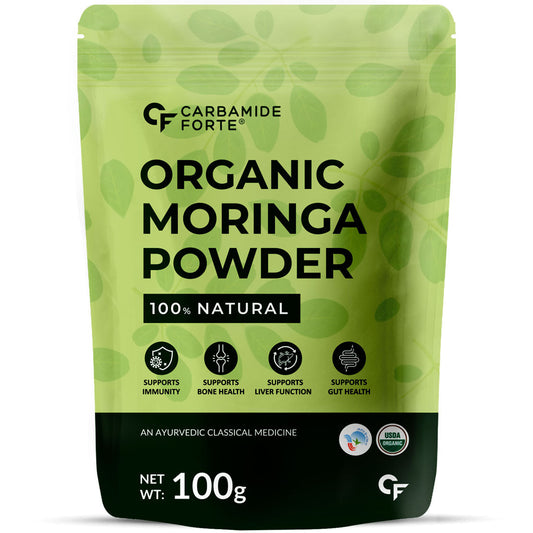 Carbamide Forte 100% Moringa Powder Organic - USDA Certified | Moringa Leaves Powder Organic for Immunity, Digestion & Energy | 100g