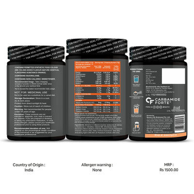 Carbamide Forte BCAA Powder 5000mg | BCAA Supplement For Women & Men Muscle Growth | BCAA Pre Workout & BCAA Intra Workout Supplement For Muscle Recovery | BCAA Orange Flavour - 210g Powder