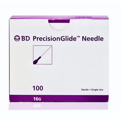 BD PrecisionGlide Hypodermic Needles 16 g  x 1.5", 100/box