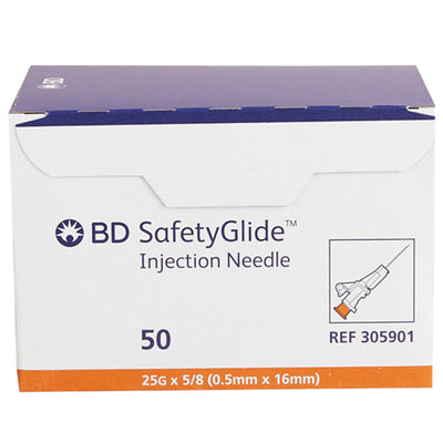 BD Hypodermic Needles 25G x 5/8" SafetyGlide 50/box