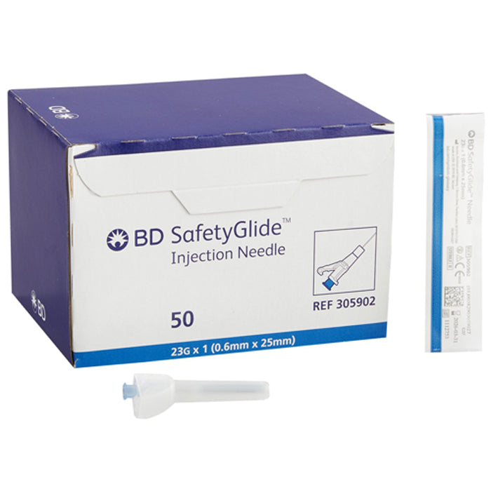 BD 23G x 1 inch Safety Syringe with SafetyGlide Hypodermic Needle 50 box