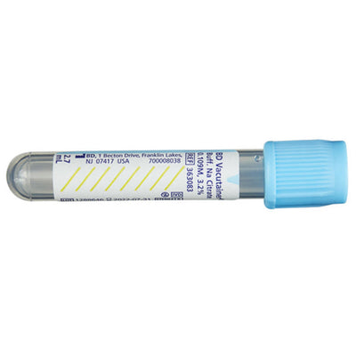 Citrate Tubes BD Vacutainer Blue Top Tube 2.7 mL, 13mm x 75 mm, 100/Pack