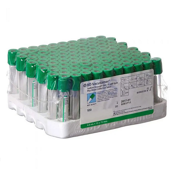 BD Vacutainer Sodium Heparin 4 mL Blood Collection Tubes 13mm x 75mm 100/Pack