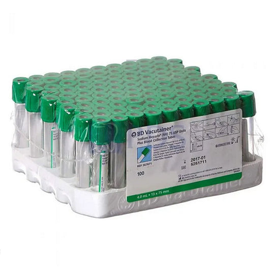BD Vacutainer Sodium Heparin 4 mL Blood Collection Tubes 13mm x 75mm 100/Pack