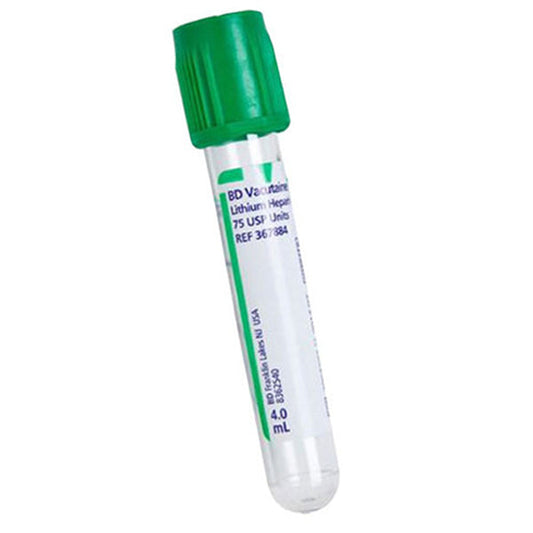BD Vacutainer Sodium Heparin 4 mL Blood Collection Tubes 13mm x 75mm 100/Pack