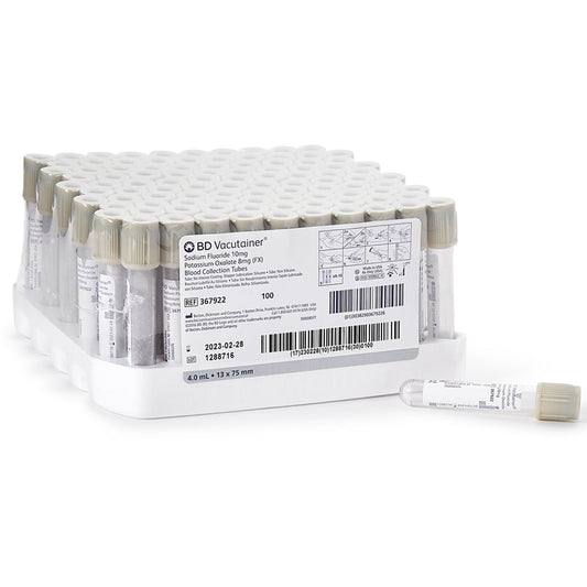BD Vacutainer Fluoride Blood Collection Tubes 4 mL with Hemogard Closure 13mm x 75mm, 100/box