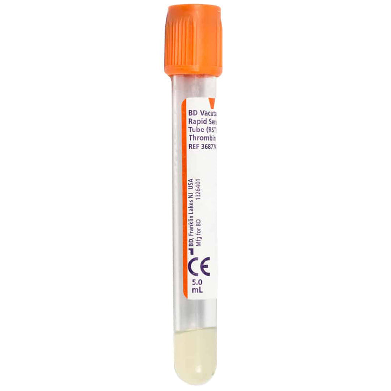 BD Vacutainer Rapid Serum Tubes (RST) Blood Collection Tubes 8 mL 13mm x 100mm, 100/box
