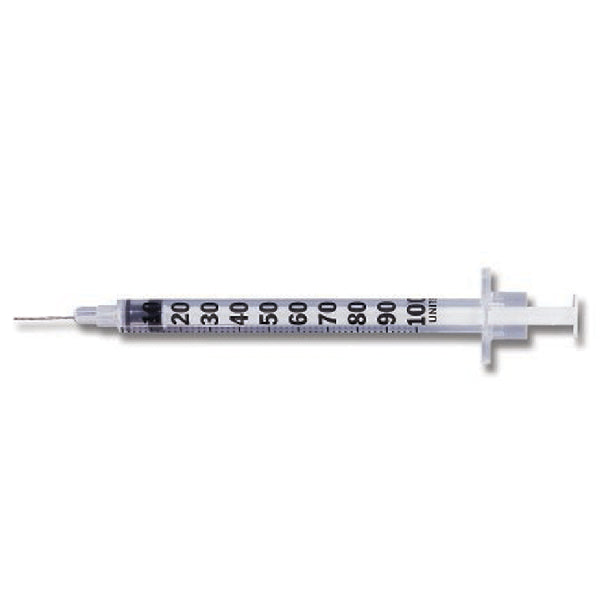 BD Microfine Insulin Syringe 27 Gauge x 5/8 Inch,  1 mL, 100/Box