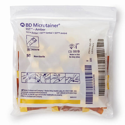 BD Microtainer SST Amber Capillary Blood Collection Tubes with Clot Activator & Separator Gel and Microgard Closure 15.3 x 46mm, 50/box