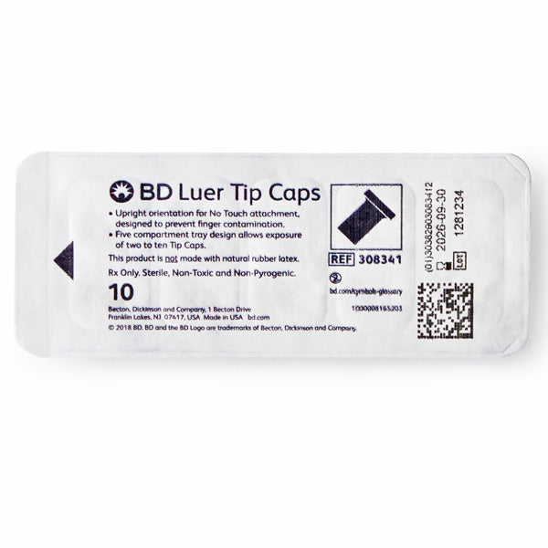 BD Syringe Tip Caps - Sterile Luer Syringe Tip Cap Tray (10 Pack)