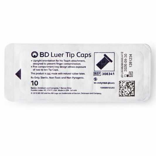 BD Syringe Tip Caps - Sterile Luer Syringe Tip Cap Tray (10 Pack)