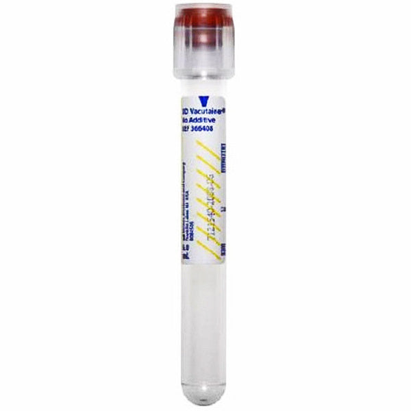 BD Vacutainer No Additive (Z) 6 mL Blood Collection Tubes 13mm x 100mm, 100/box