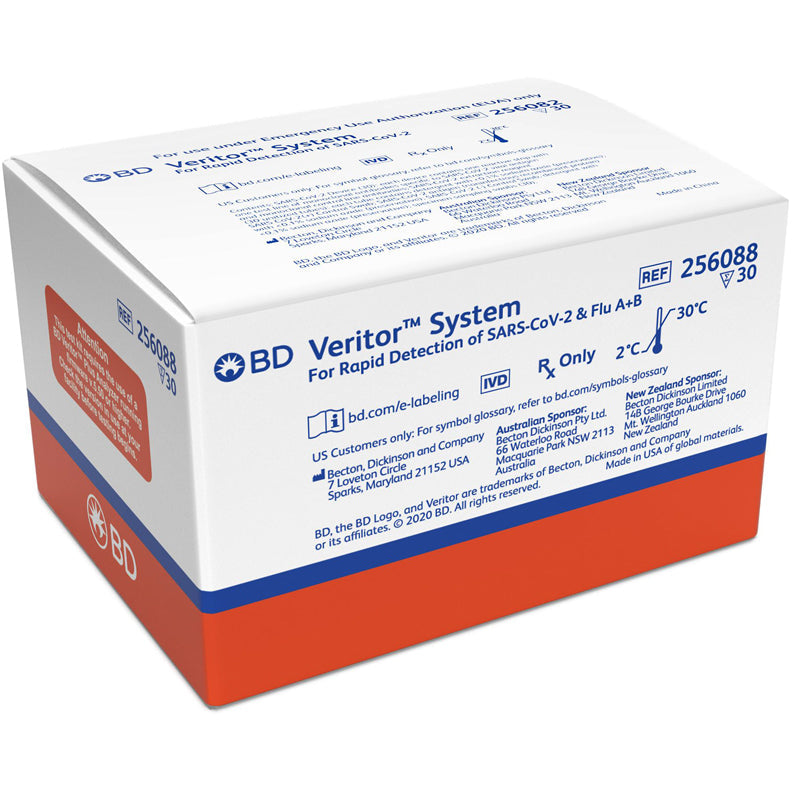 BD Veritor System Antigen Detection SARS-CoV-2 & Influenza A + B Rapd Test Kit Nasal Swab Sample 30 Tests