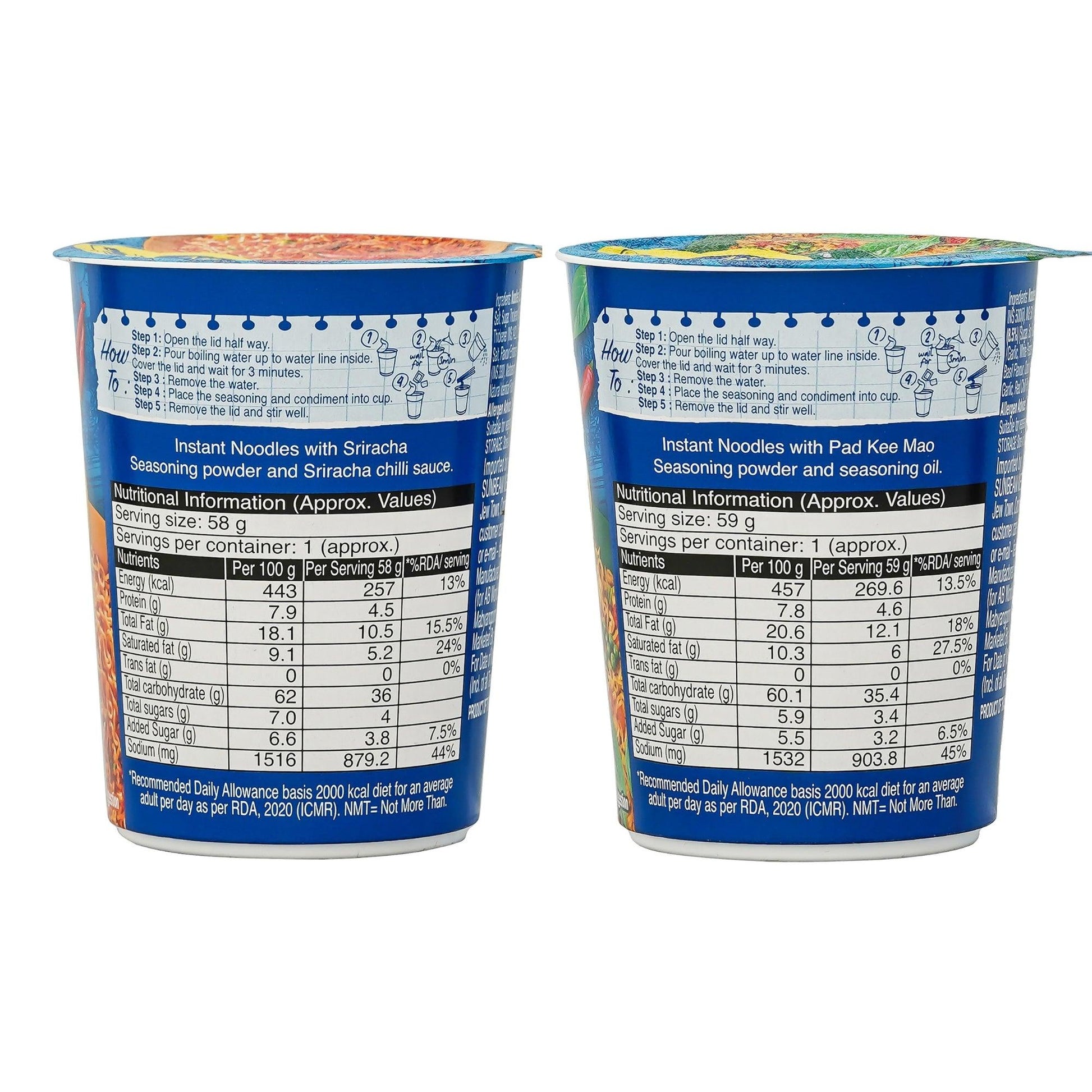 Sriracha Chilli & Spicy Holy Basil Instant Cup Noodle Combo – Pack of 4