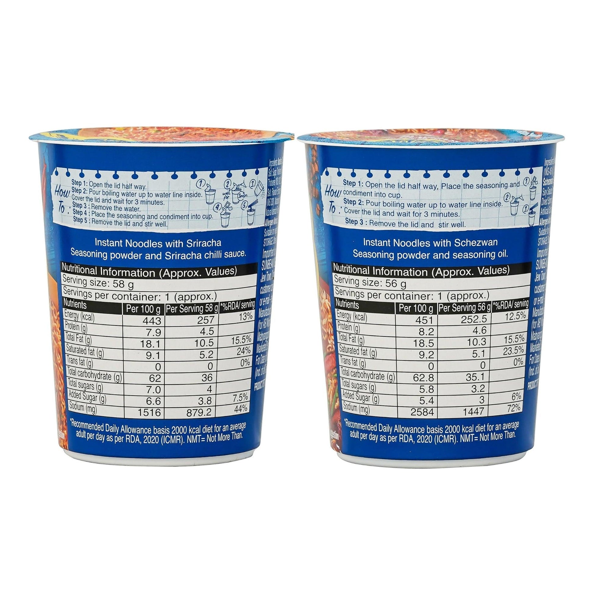 Sriracha Chilli & Spicy Schezwan Instant Cup Noodle Combo – Pack of 6