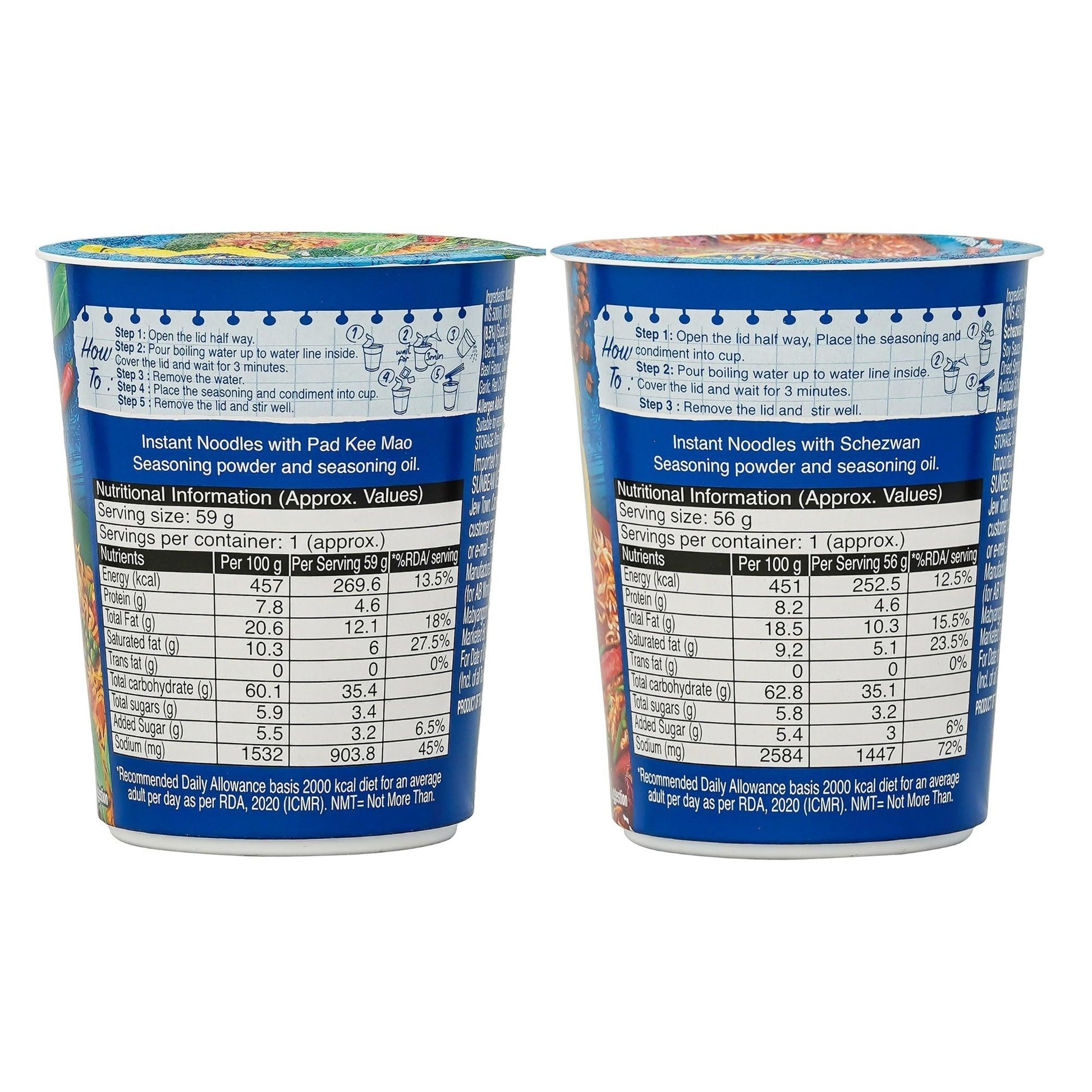 Spicy Holy Basil & Schezwan Instant Cup Noodle Combo – Pack of 4