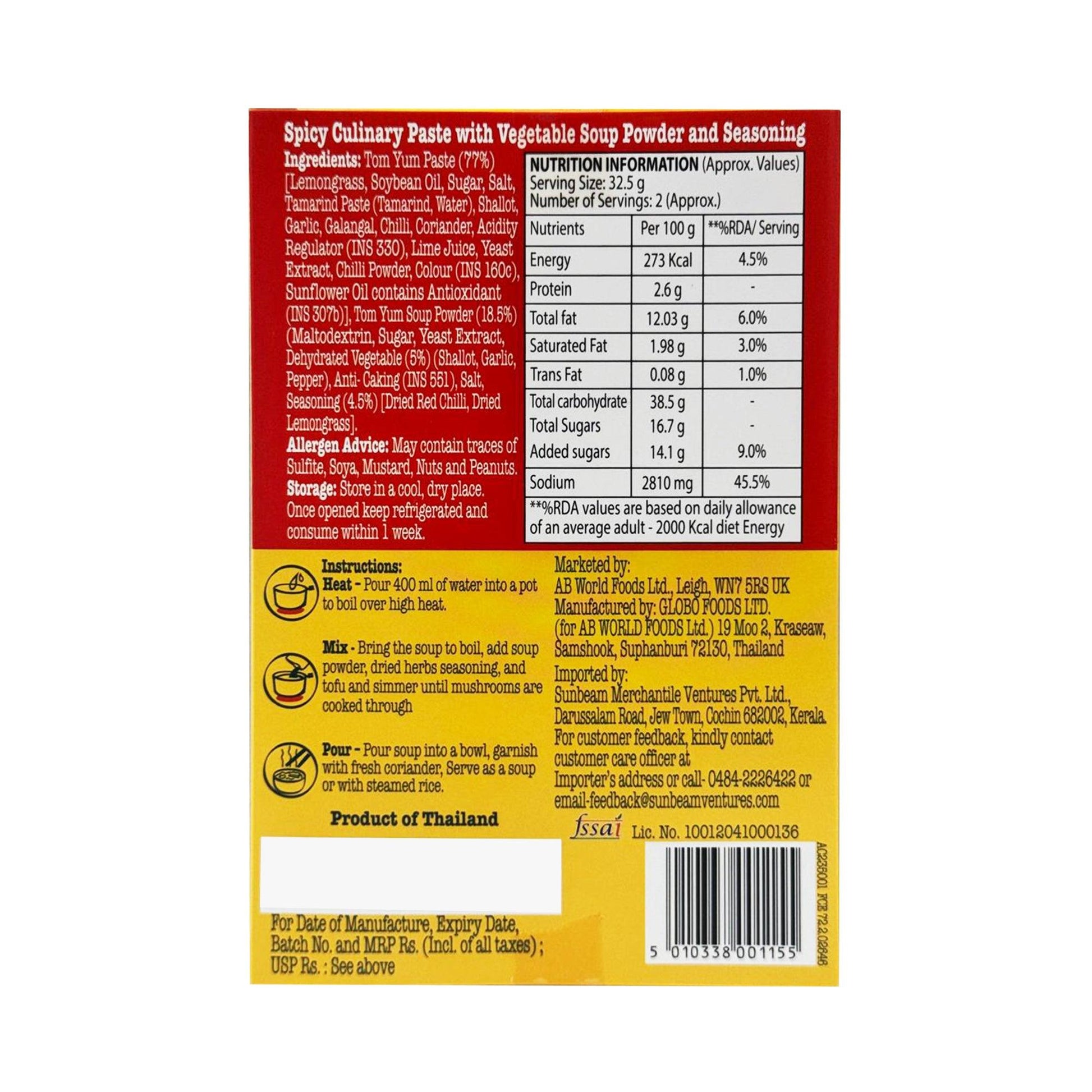 Thai Tom Yum Soup Kit 65g | Easy-to-Make Meal Kit