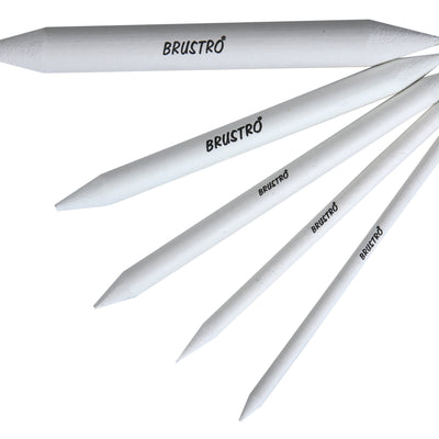 BRUSTRO Blending Stump | Set of 5 | White | Both End Pointed, Ideal for Students, Artist, Charcoal, Sketch, Drawing Tools, Smooth Blending , Mixing &Shading
