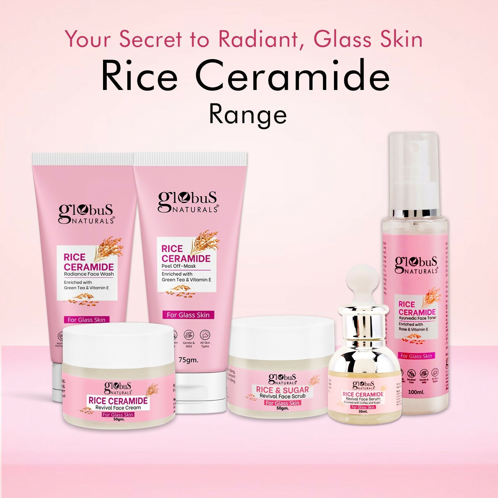 Globus Naturals Rice Ceramide Revival Face Cream, For Korean Glass Skin