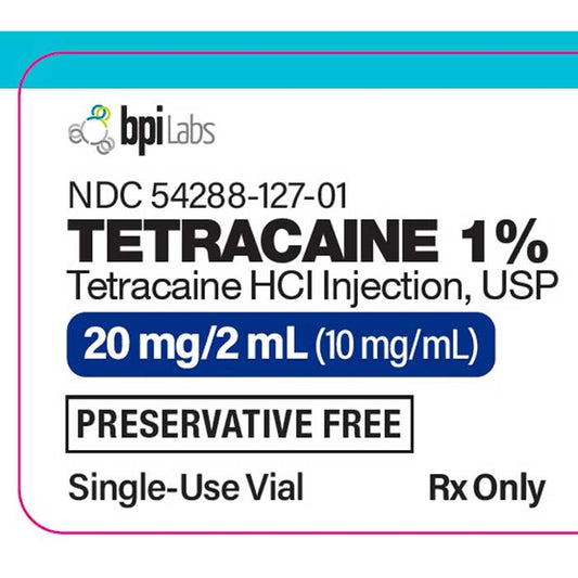 Tetracaine HCL 1% Injection 10 mg for Prolonged Spinal Anesthesia, Single-dose 2 mL x 10/Box (Rx) * Refrigerated*