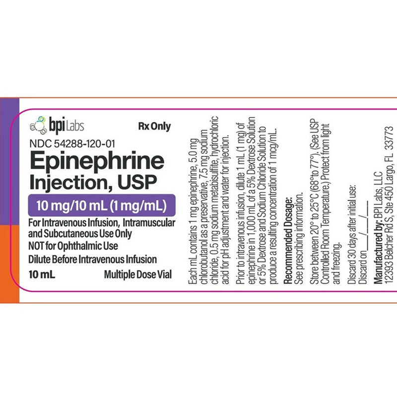Epinephrine Injection 10 mg/10 mL Multiple-dose Vial 10 mL by BPI Labs (RX)