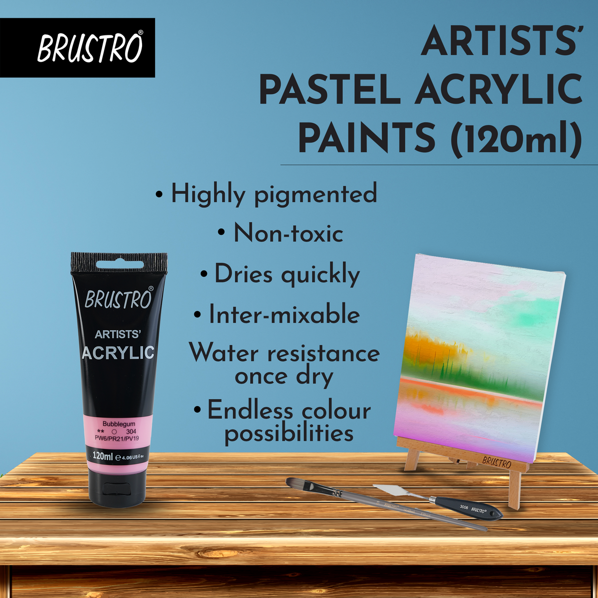 BRUSTRO Artists Acrylic 120ml Bubblegum (Pastel Tone)