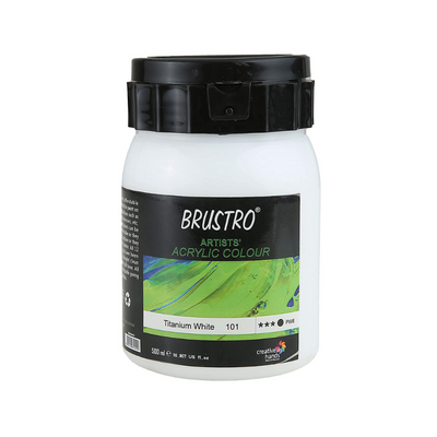 BRUSTRO Artists Acrylic Titanium Colour (500ml, White).