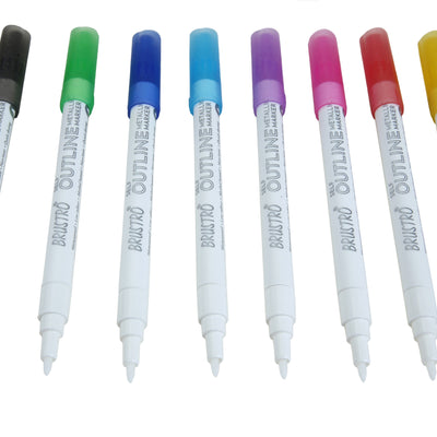 BRUSTRO Self Outline Metallic Marker Set Of 8