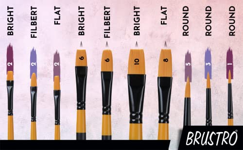 BRUSTRO Artist's Acrylic Colour | Set of 12 Colors X 12ml Tubes | Ideal for Students and Adults, DIY, Rich Pigment, Non-Craking Paint for Canvas, Wood, Leather, Portrait, Pouring Medium Art