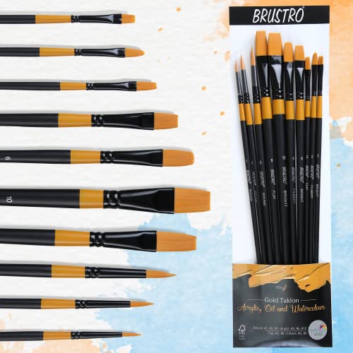 BRUSTRO Artist's Acrylic Colour | Set of 12 Colors X 12ml Tubes | Ideal for Students and Adults, DIY, Rich Pigment, Non-Craking Paint for Canvas, Wood, Leather, Portrait, Pouring Medium Art