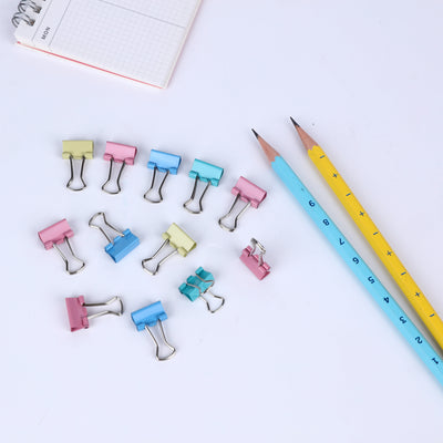BRUSTRO Assorted Clip Box | Includes 120 Paper Clips-28mm & 56 Binder Clips (25mm- 6 pcs| 19mm- 15 pcs| 15mm- 35pcs) | Home, Office, Stationery use, Ideal for Students and Adults, Reusable, Flexible