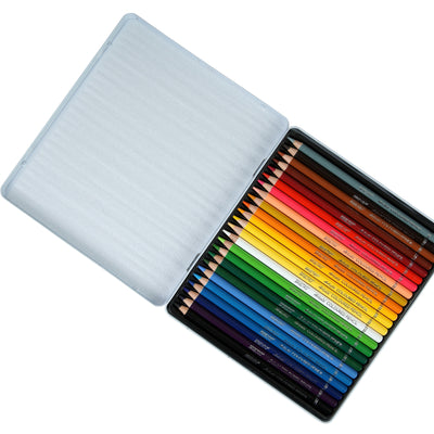 BRUSTRO Artists Colour Pencil | Set of 24 (in an Elegant tin Box) | Ideal for Students,Adults, Bright,Vibrant shades,Break & Fade resistant, DIY Art,Highly Pigmented, School, Portrait, Coloring