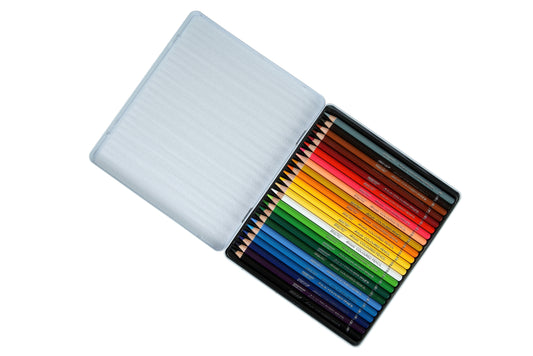 BRUSTRO Artists Colour Pencil | Set of 24 (in an Elegant tin Box) | Ideal for Students,Adults, Bright,Vibrant shades,Break & Fade resistant, DIY Art,Highly Pigmented, School, Portrait, Coloring