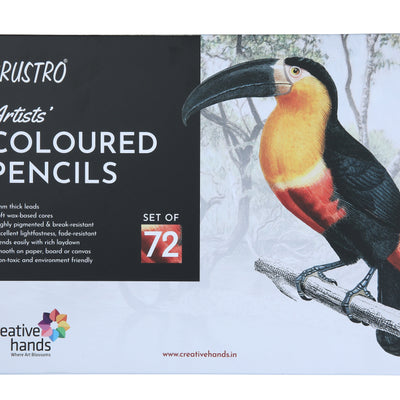 BRUSTRO Artists Colour Pencil | 6B, Set of 72 (in an Elegant tin Box) | Ideal for Students,Adults,Multiple Colors,Bright,Vibrant,Fade Resistant,DIY Art,Highly Pigmented, School, Safe use for Children