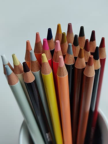 BRUSTRO Artists' Coloured Pencils Skin Tone Set of 24 with Drawing & Sketching Wiro Pad A4-160GSM (30 Sheets)