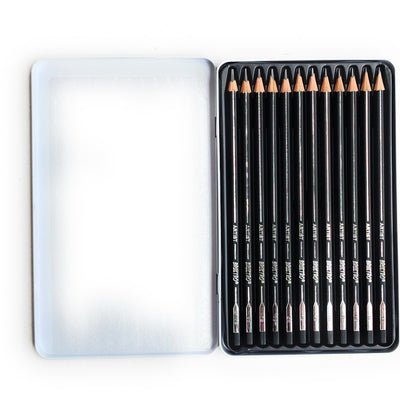 BRUSTRO Artists ’ FINEART Graphite Pencil Set of 12 (10B-2H) with Brustro Artists Sketchbook A6 Size Wiro Bound 116 Pages 160 GSM