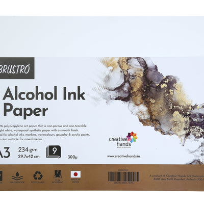 Brustro Artists Alcohol Ink Paper 234 GSM, 300 Micron, Size - A3 (Pack of 9 Sheets)