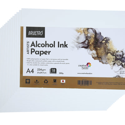 Brustro Artists Alcohol Ink Paper 234 GSM, 300 Micron, Size - A4 (Pack of 18 Sheets)