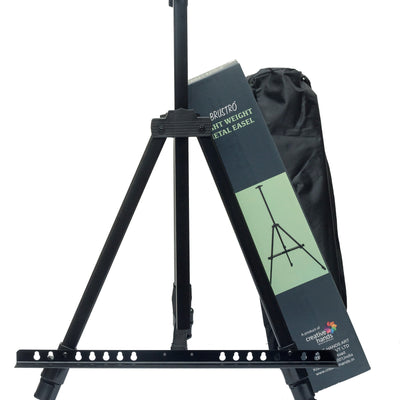 BRUSTRO Artists Lightweight Metal Easel | Holds Canvas from 6" to 32" | Portable, Multifunctional, Foldable, Ideal for Painting Display, field & tabletop with Weatherproof Carry Bag